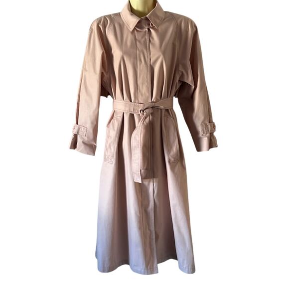 Vintage London Fog Trench Coat Light Blush Pink Woman14P Tie Belt - Picture 1 of 12